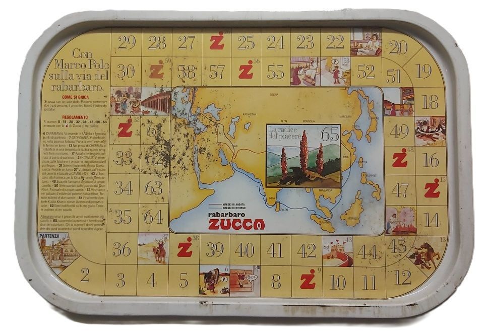 Vassoio Latta Tin Tray Rabarbaro Zucca Gioco Oca Marco Polo Vassoio Latta Tin Tray Rabarbaro Zucca Gioco Oca Marco Polo