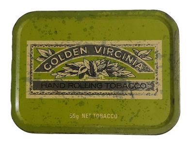 Tobacciana Scatola VUOTA Metallo Tin Box Golden Virginia Hand Rolling Tobacco