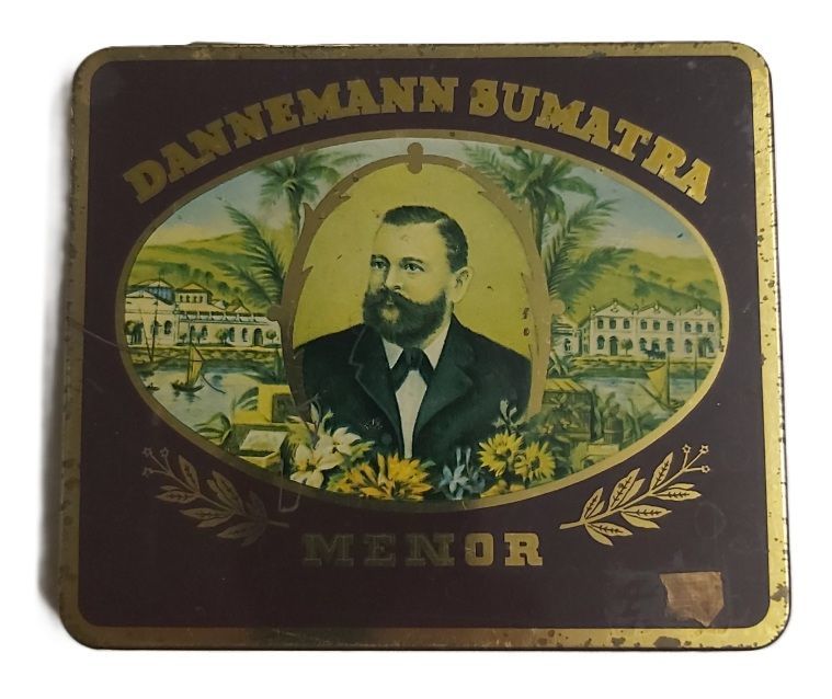 Tobacciana Scatola VUOTA Metallo Tin Box Dannemann Sumatra Menor 10 Sigaretti
