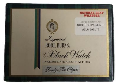 Tobacciana Scatola VUOTA Cartonata Cigars Robt. Burns Black Watch