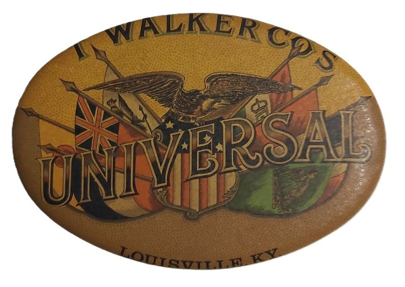 Tobacciana Scatola VUOTA Metallo Tin Box T. Walker Co's  Cut Plug Tobacco Ovale