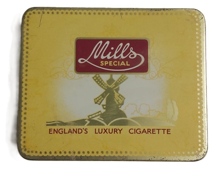 Tobacciana Scatola VUOTA Metallo Tin Box Mills 20 Special Red Label Cigarette