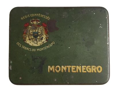 Tobacciana Scatola VUOTA Metallo Tin Box Regie Cointéressée Tabacs Montenegro