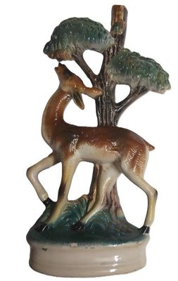 Bottiglia Ceramica Cervo Sotto Albero Liquore Tappo con Bollo