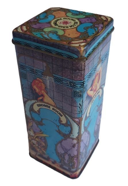 Scatola Latta Tin Box Doccia Donna Madame Rocha Sels De Bain