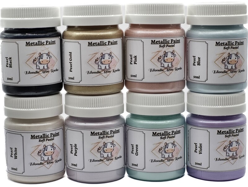 Metallic Paints - Soft Pastel/Pearl - 8 x 50ml (Full set)