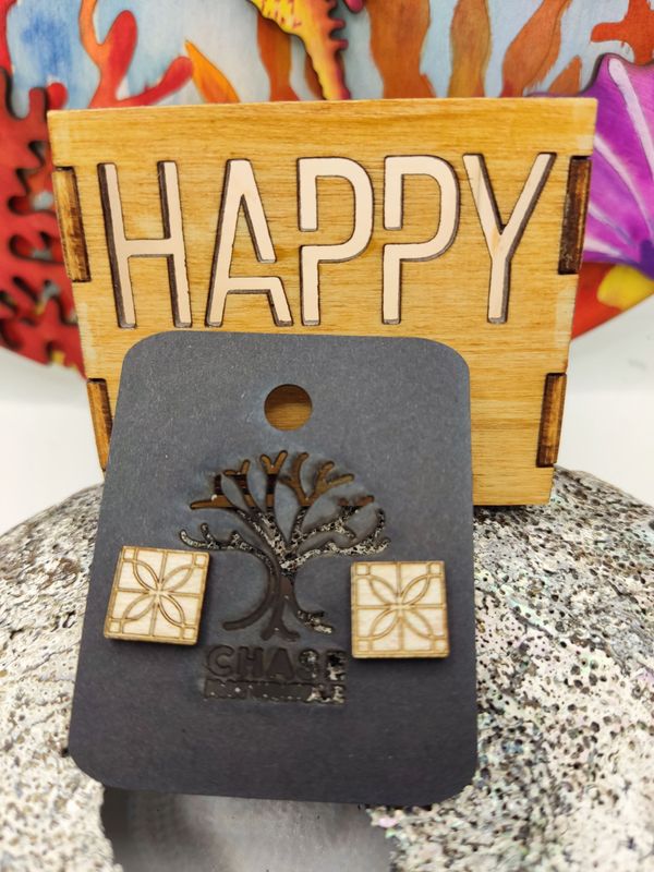 Ohrstecker Ohrstecker "Flowers" aus Balsa-Holz und Edelstahl