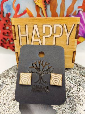 Ohrstecker Ohrstecker "Rainbow" aus Balsa-Holz und Edelstahl