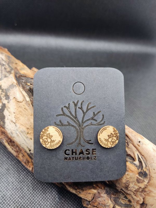 Ohrstecker Ohrstecker "Rose" aus Balsa-Holz mit Edelstahl-Stecker