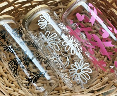 Pink Ribbon Glass Cup