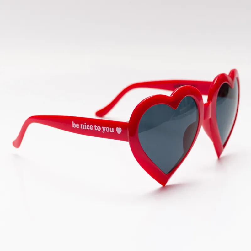 Wokeface Ruby Red Heart Sunglasses