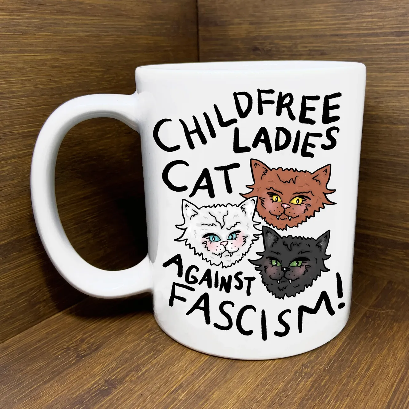 Childfree Cat Ladies Against Fascism Mug