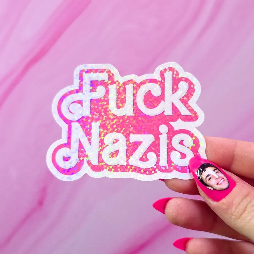 Fuck Nazis Holographic Sticker