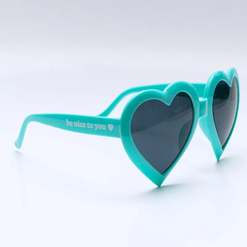 Wokeface Minty Turquoise Heart Sunglasses