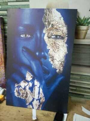 Beautiful (black and gold) girl canvas print 40x60cm