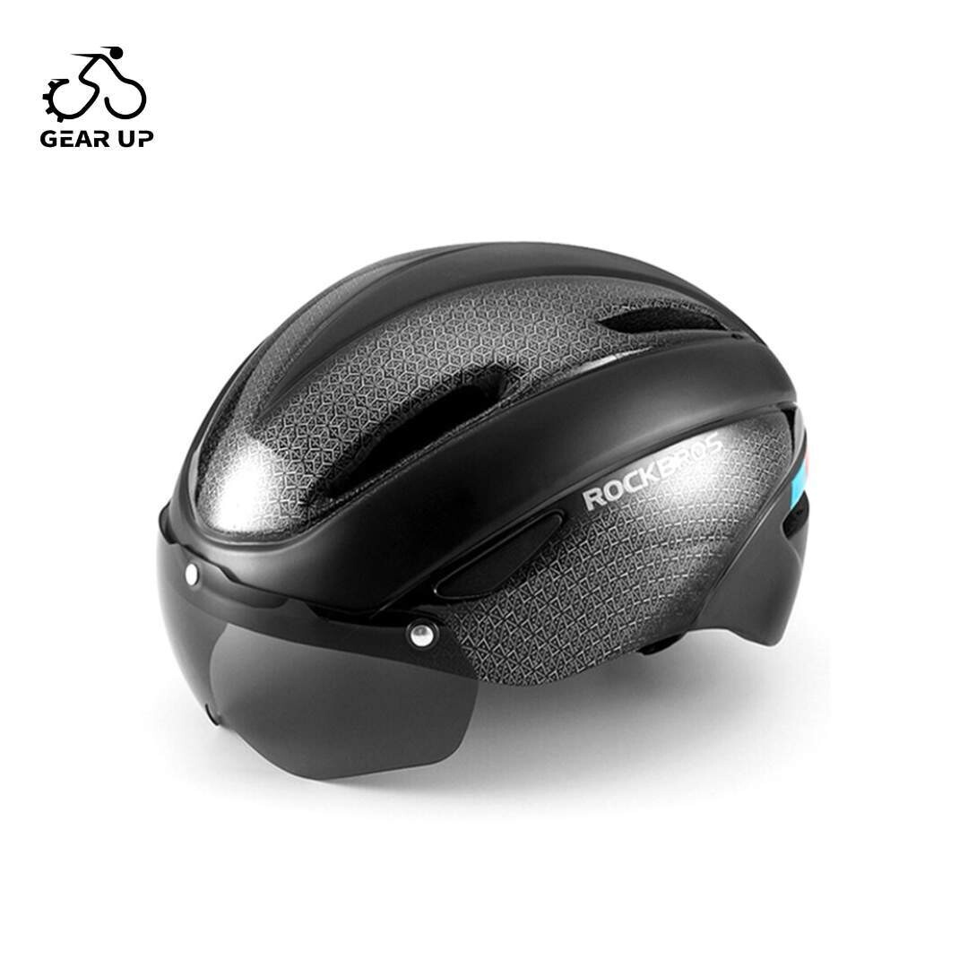 Rockbros Helmet With Magnetic Glasses Black