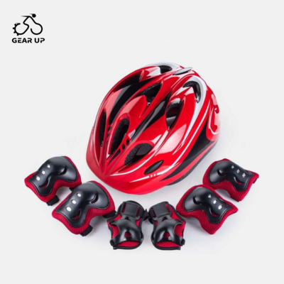 Child Helmet &amp; Safety Pads - Red