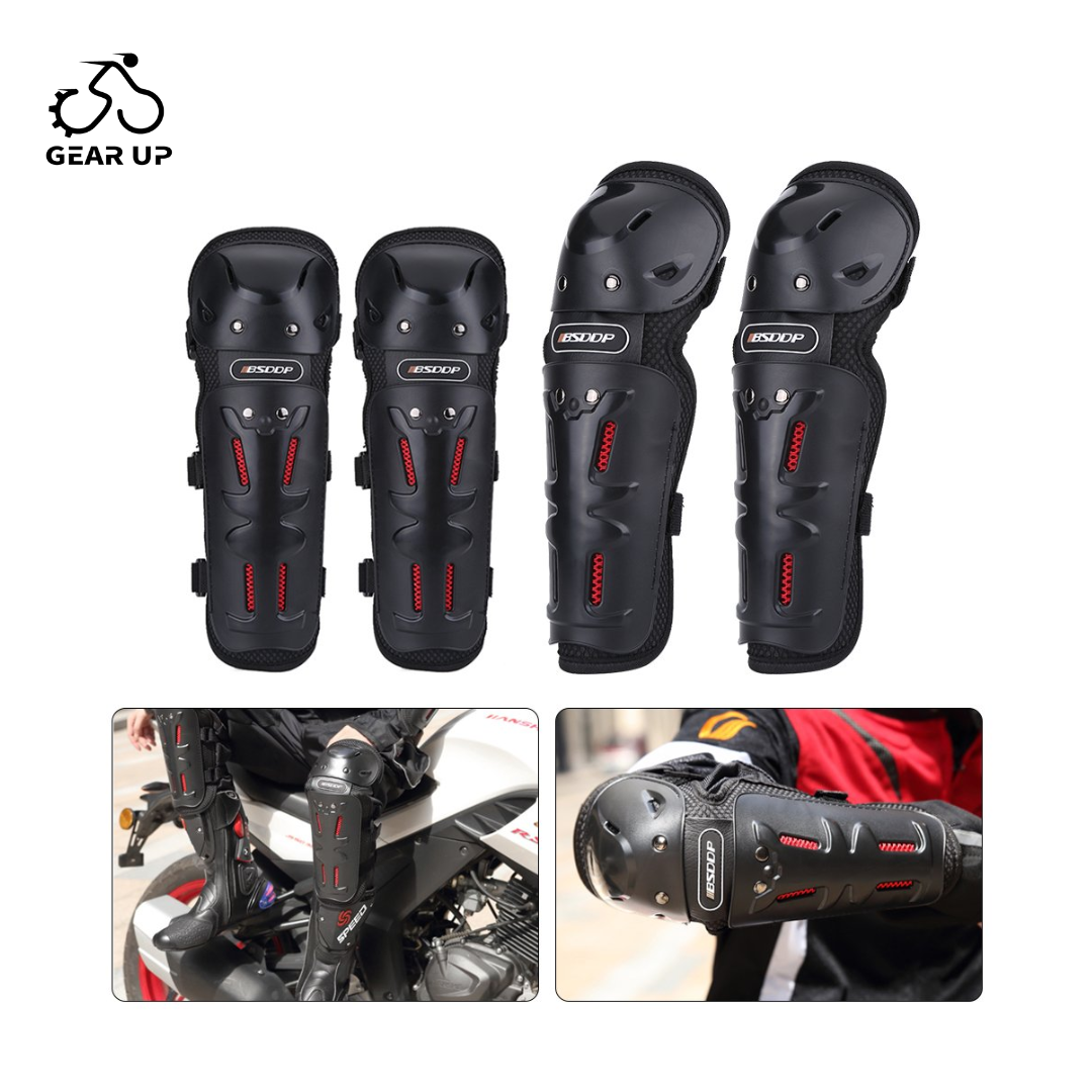 motorbike rider elbow and knee guard protection