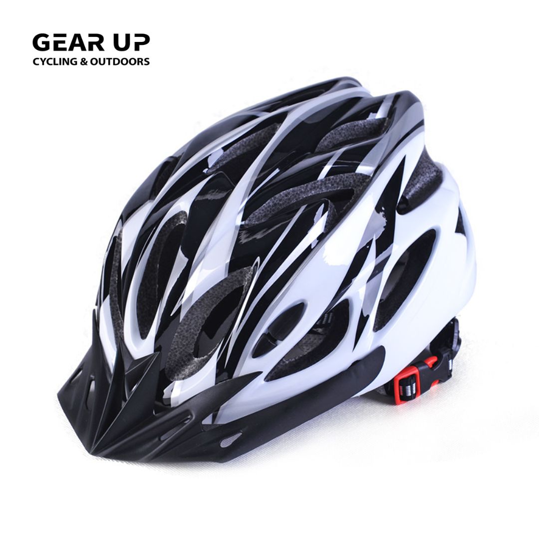 Adjustable Bicycle Helmet - Black+White