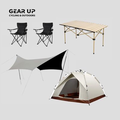 Camping Tent + Canopy/Tarp + Table + 2 Chairs Package
