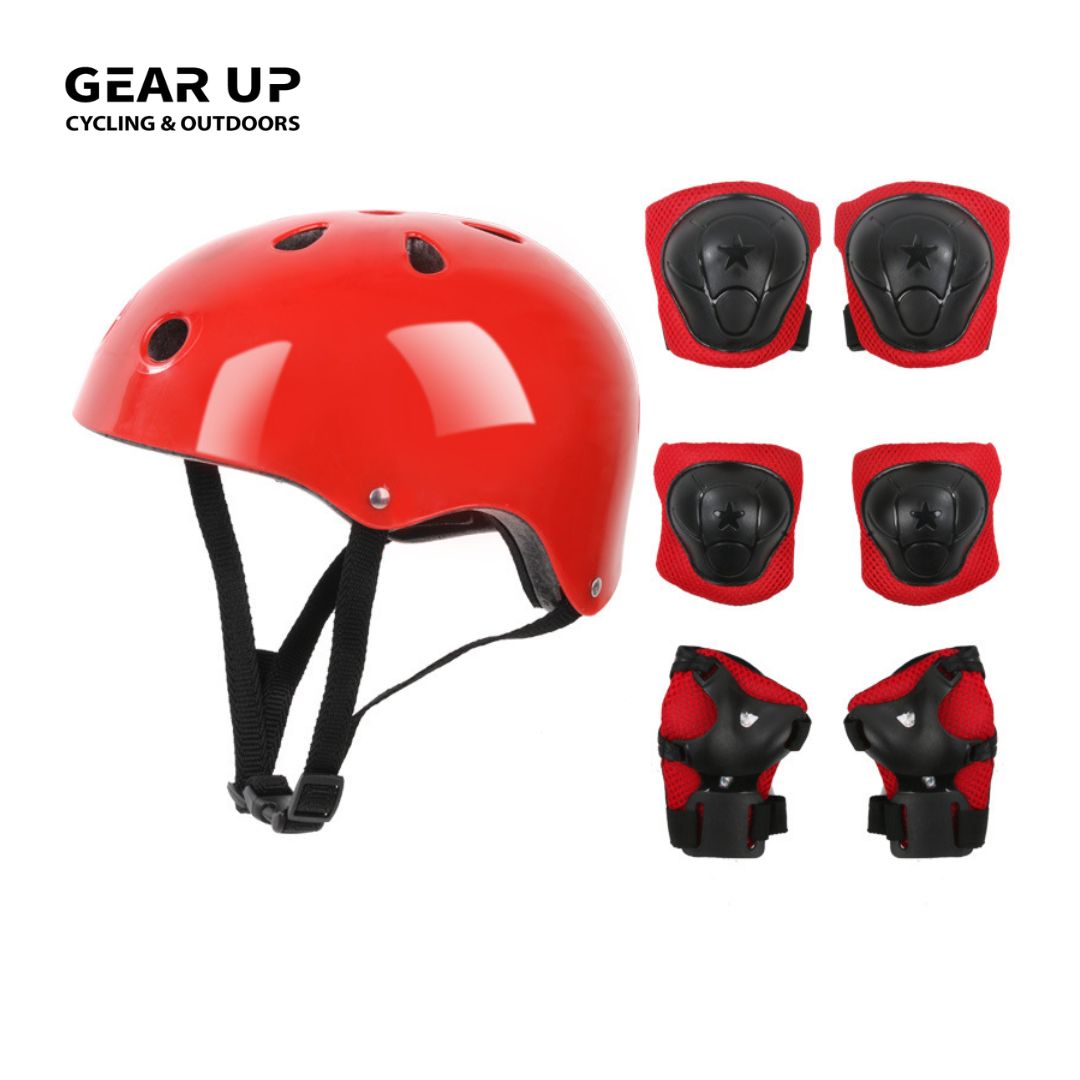 Kids Helmet &amp; Protective Pads (2-8yr) - Red