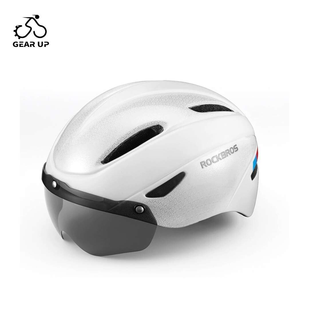 Rockbros Helmet With Magnetic Glasses White