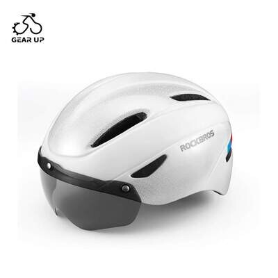Rockbros Helmet With Magnetic Glasses White