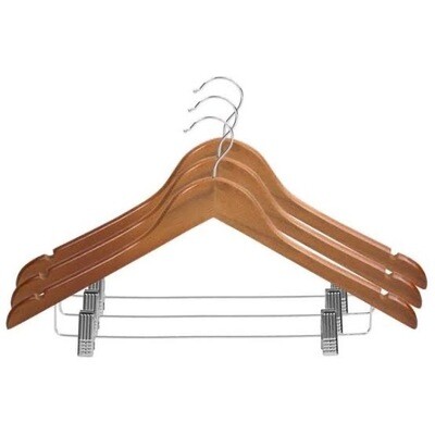 Wooden Blouse Hanger with Metal Clips Box of 25