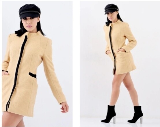 LADIES THIGH LENGTH COAT - CAMEL
