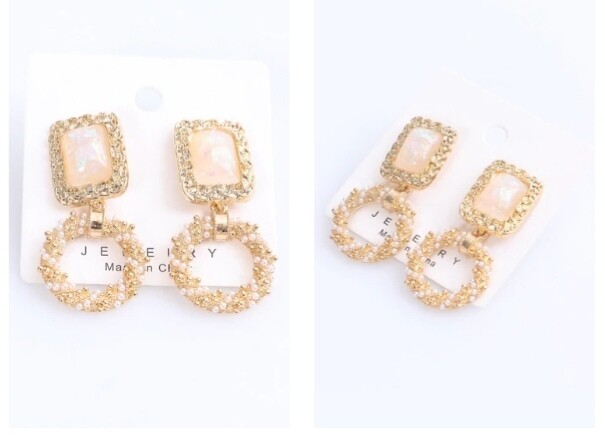 LADIES EARRINGS - GOLD-WHITE