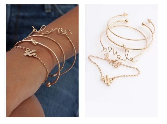 LADIES 4 PIECE BRACELET SET - GOLD