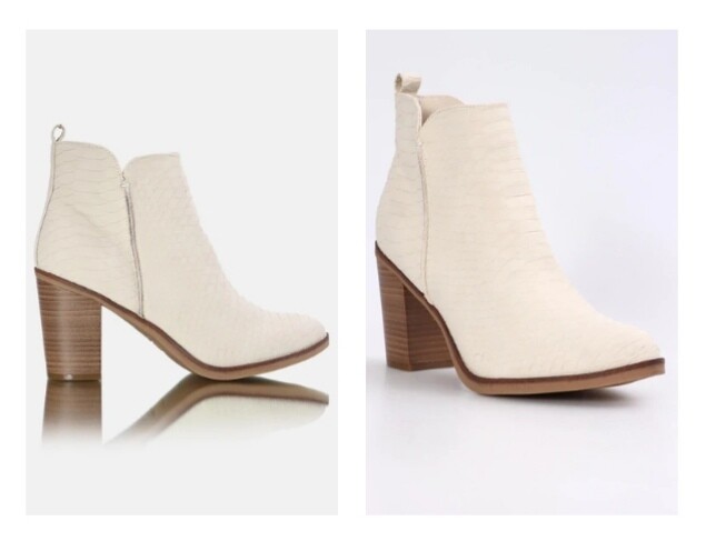 LADIES ANKLE BOOTS - CREAM