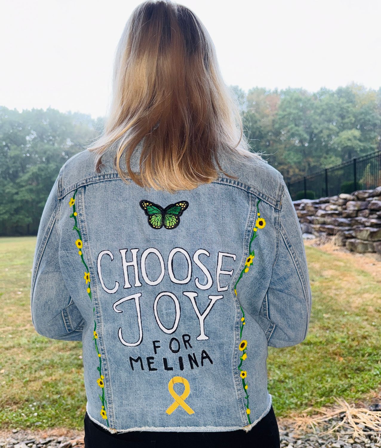 Choose Joy Custom Distressed Jean Jacket