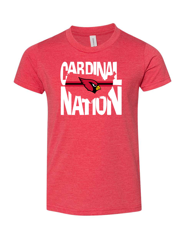 Youth Bella &amp; Canvas Cardinal Nation Tee