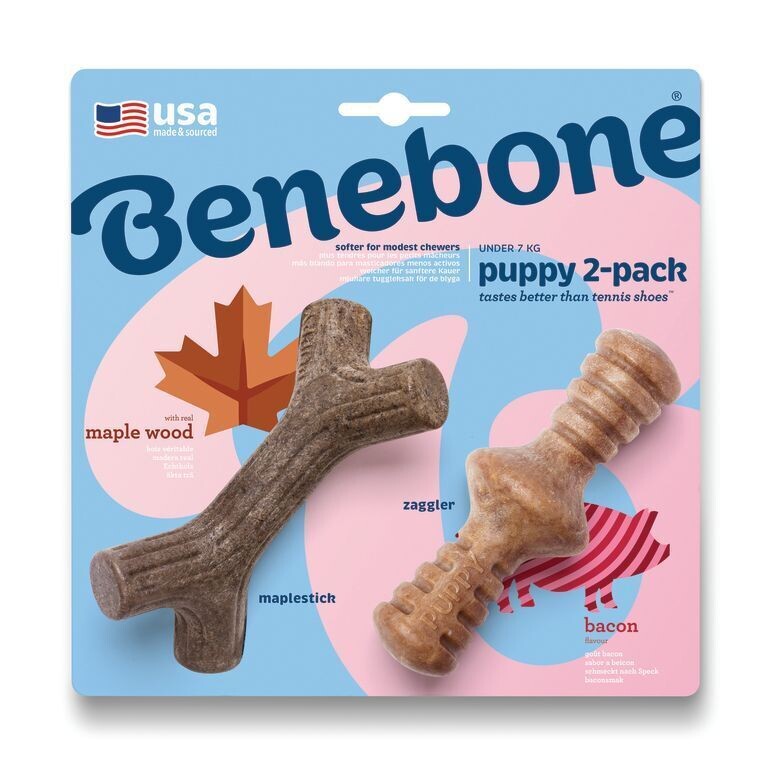 Benebone Puppy 2-Pack Maplestick/Zaggler Bacon Tiny