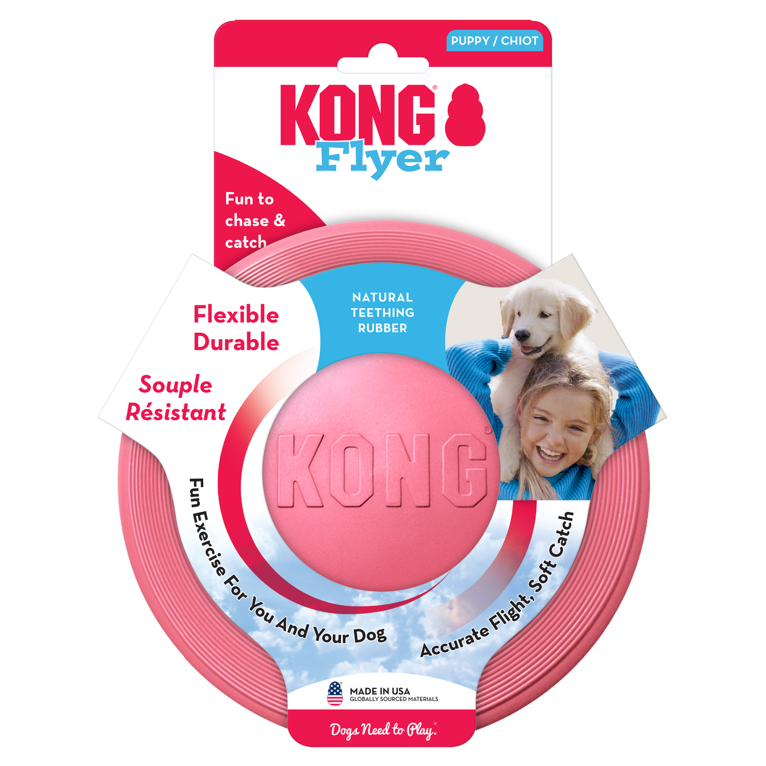 Kong® Jouet Flyer Frisbee rose
