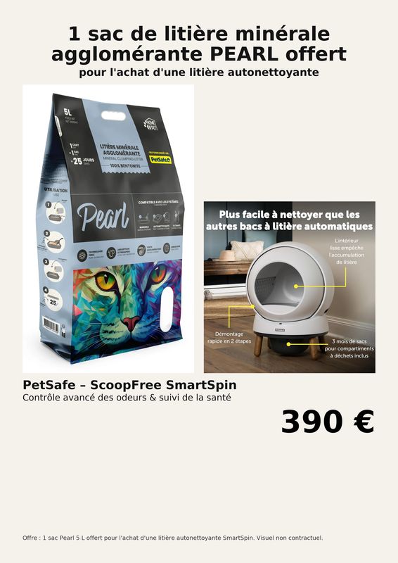 Bac à litière autonettoyant connecté SCOOPFREE SMARTSPIN