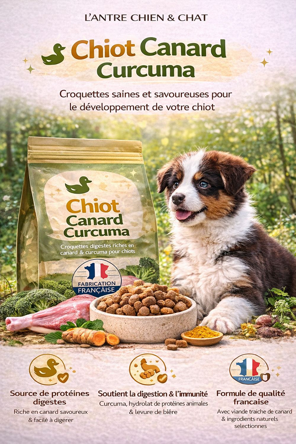 Recette CHIOT CANARD CURCUMA 20kg Recette CHIOT CANARD CURCUMA 20kg