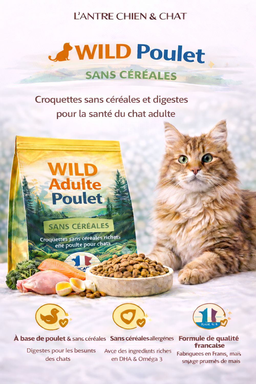 RECETTE WILD CHAT POULET 2.5KG SANS CEREALES