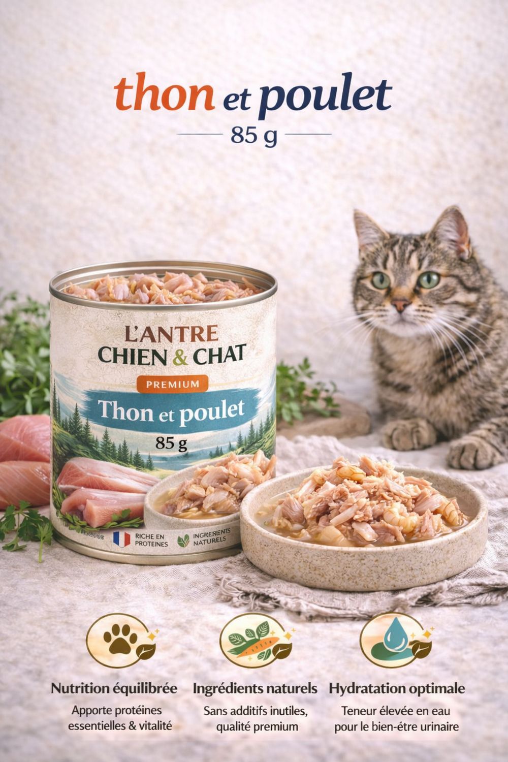 thon et poulet, 85 g