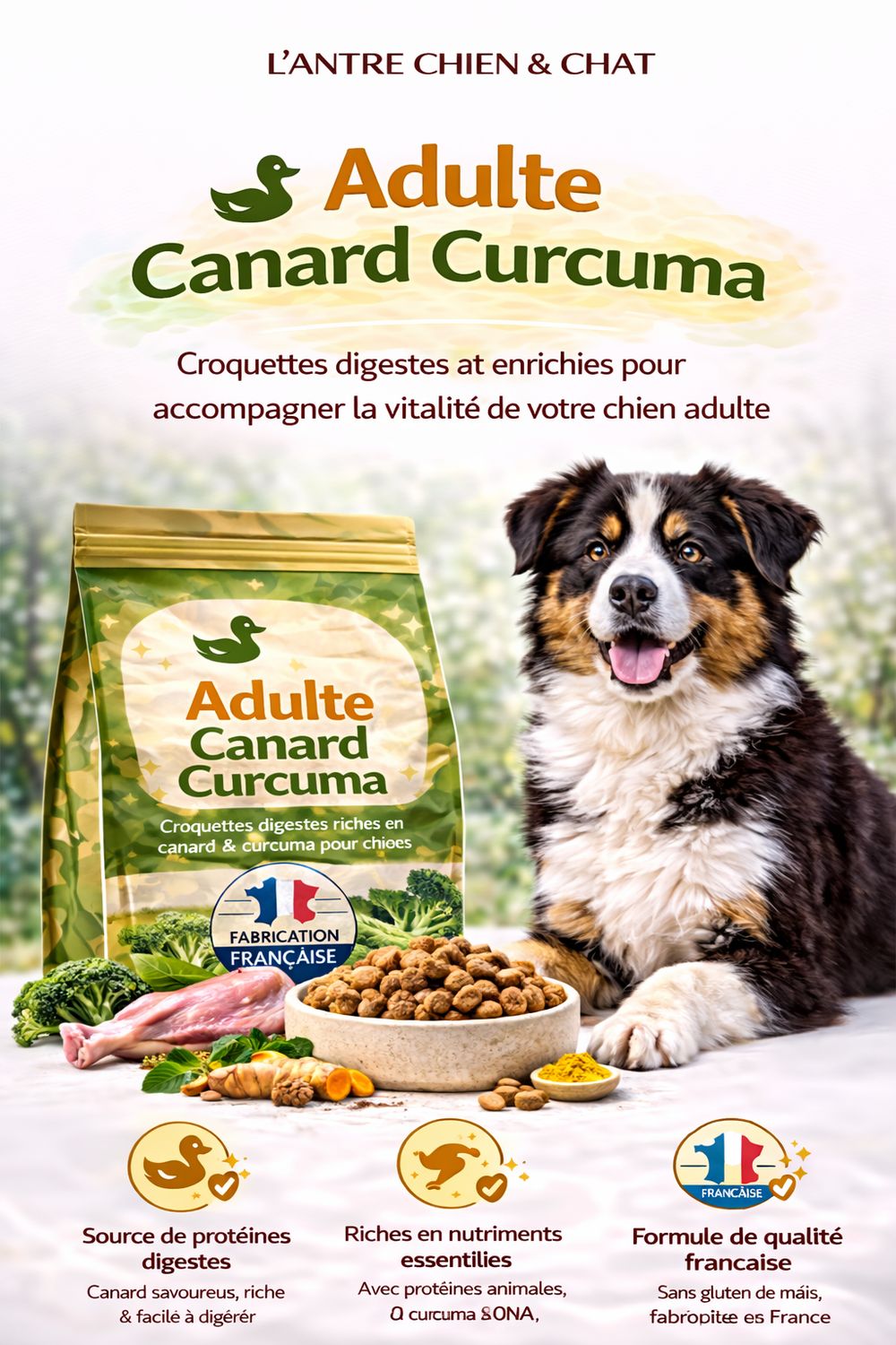 RECETTE ADULTE MÉDIUM CANARD&CURCUMA 12KG