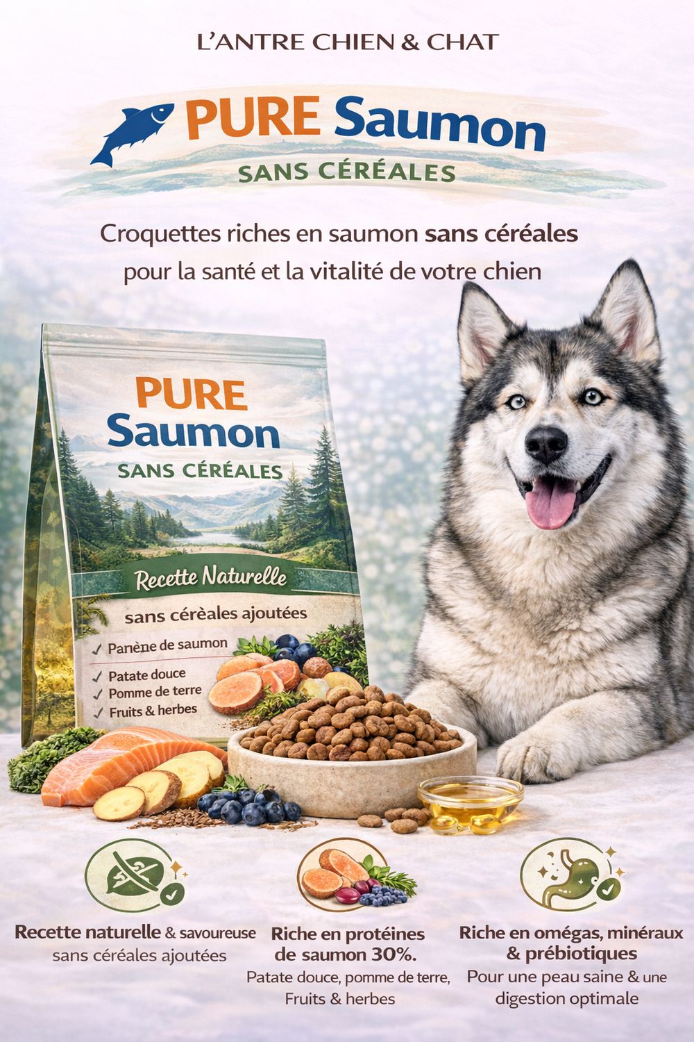 PURE SAUMON SANS CEREALES 12KG