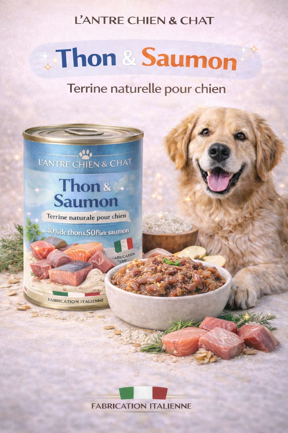 Terrine au thon, saumon et riz - 400g