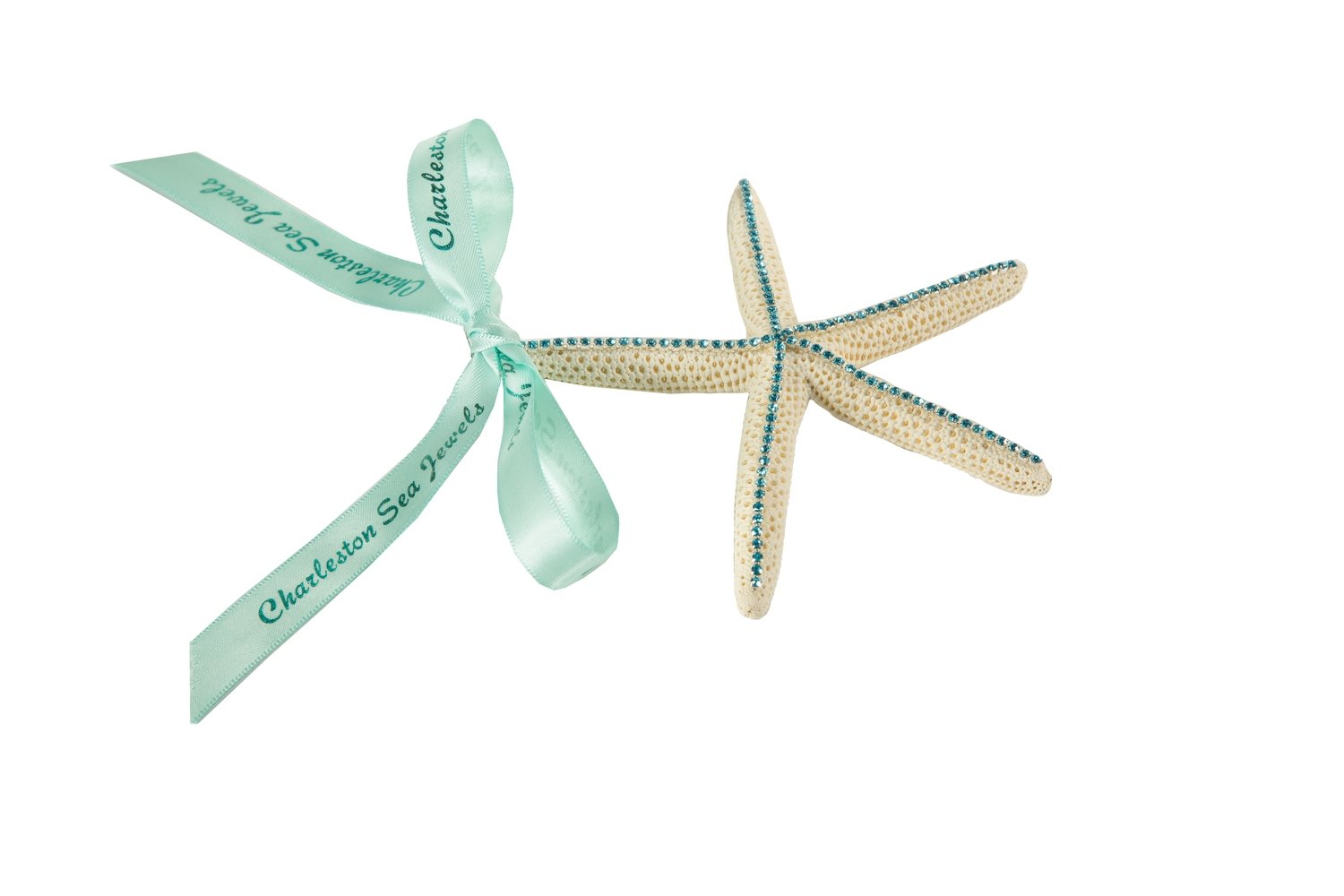 #095 Starfish Ornament with Aqua Crystals