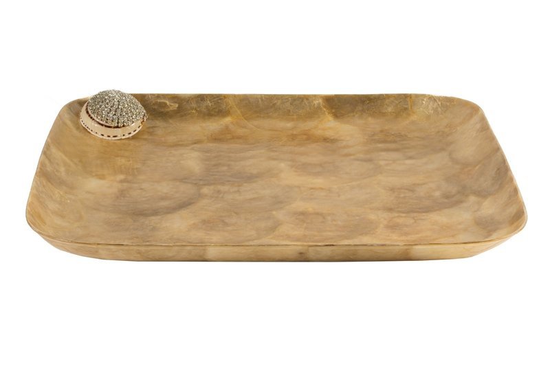 #045G Capiz Tray 10&quot;x10&quot;- Gold