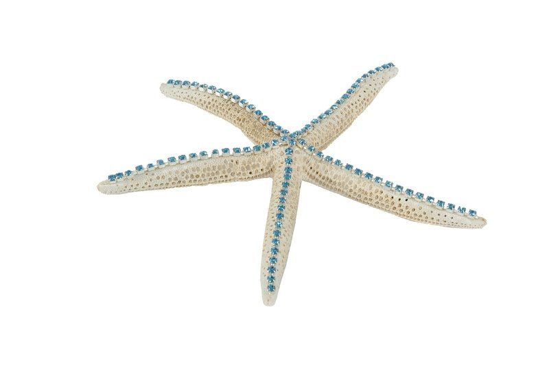#096 Large Starfish with Aqua Crystals