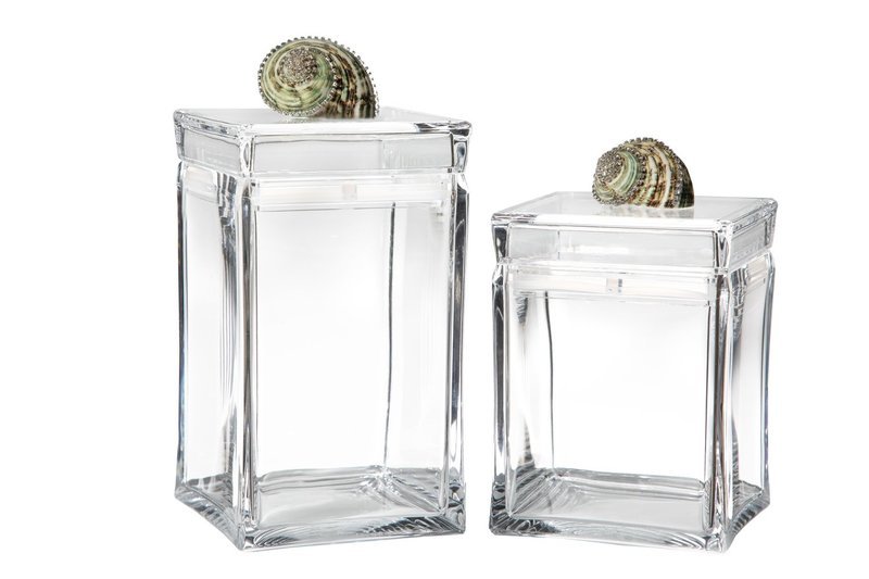 #118 Medium Clear Acrylic Square Canister with Green Turbo 7.75&quot;Lx4.5&quot;Wx4.5&quot;H