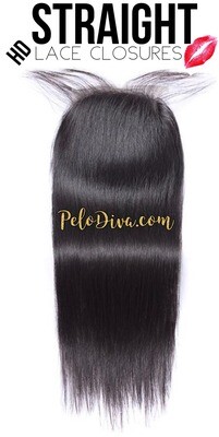 Peruvian HD Lace Base Closure 5X5 (12A) Virgin Hair Extensions - Straight (Liso)