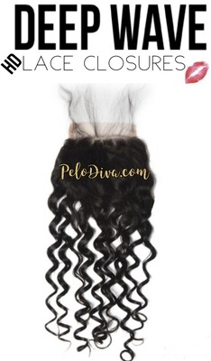 Peruvian HD Lace Base Closure 5X5 Virgin Hair Extensions - Deep Wave (Super Rizado)