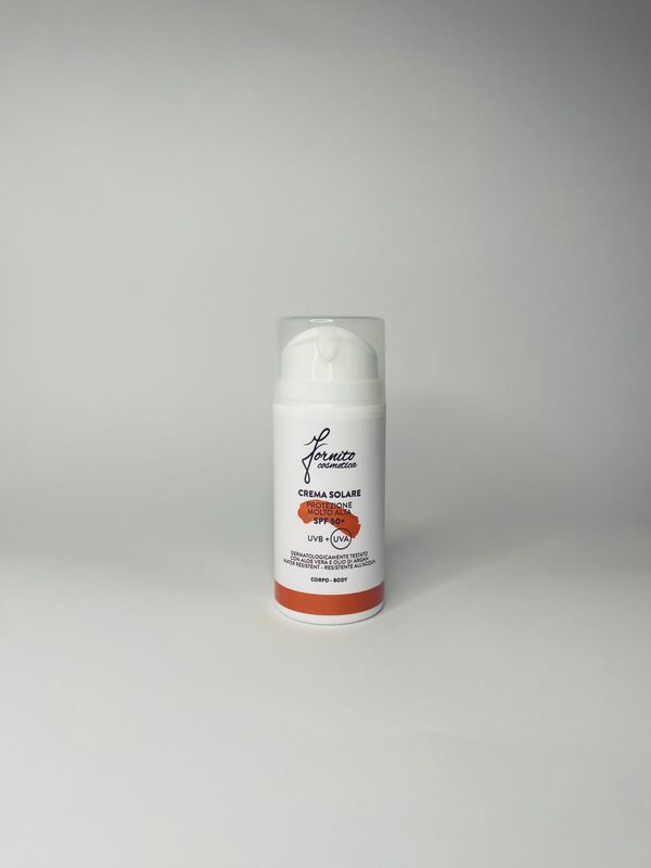Crema solare corpo SPF 50+
con Aloe Vera e Olio di Argan (100ml)